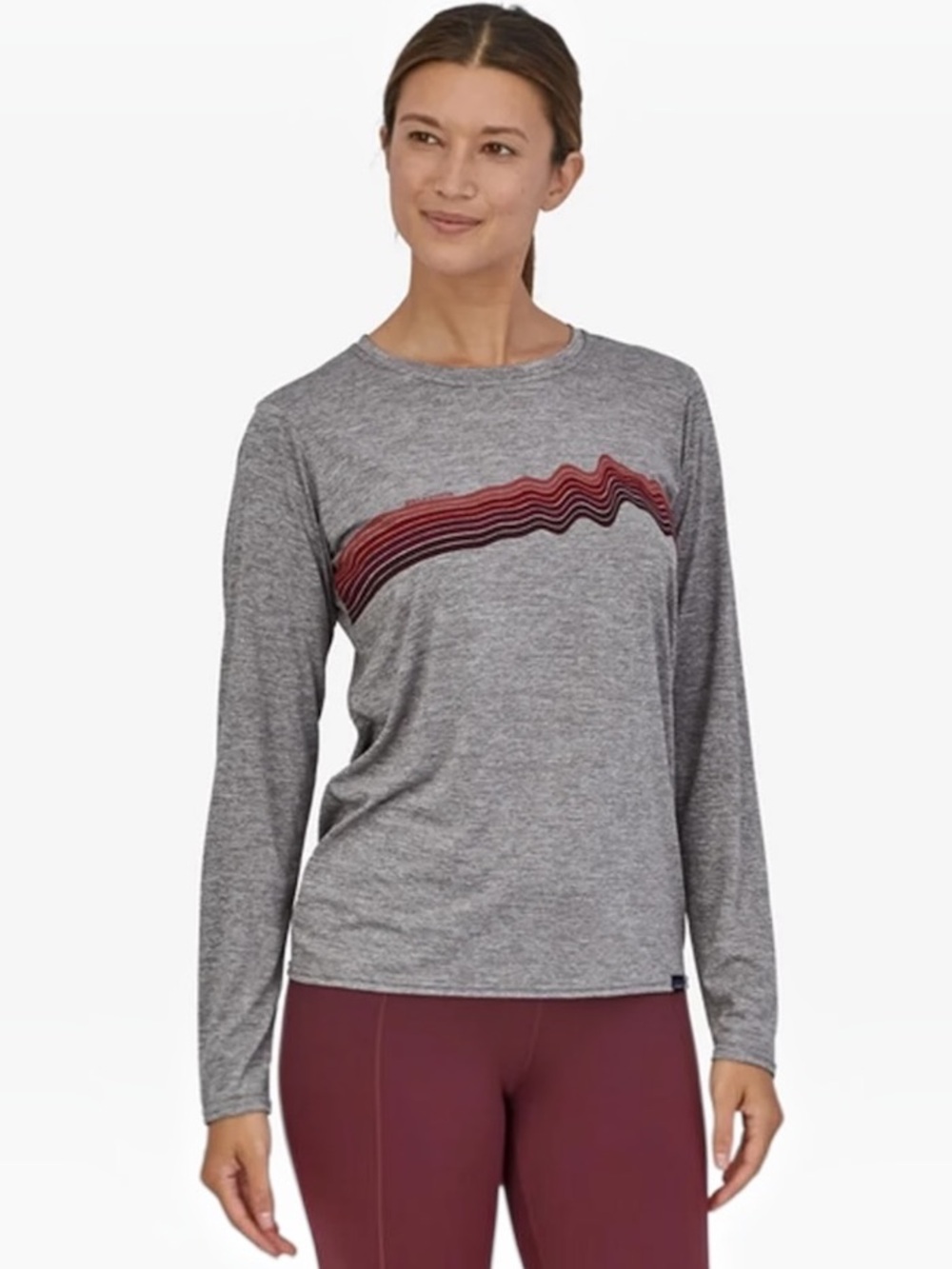 Patagonia Capilene Cool Daily Graphic Long Sleeve Shirt Gray Womens Small - Picture 15 of 15